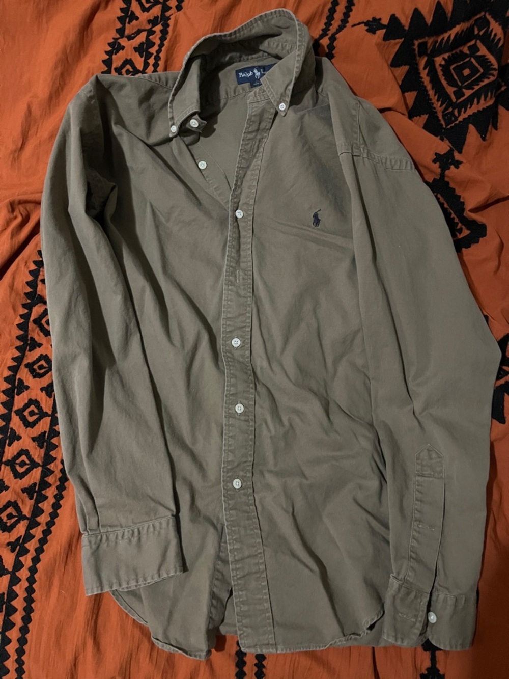 Ralph Lauren Olive Green Long-Sleeve Button Shirt